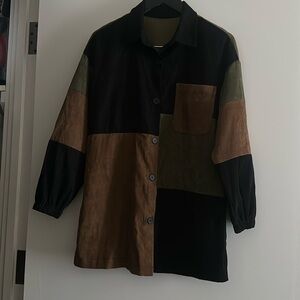Free People. Colorblock corduroy shirt dress size S